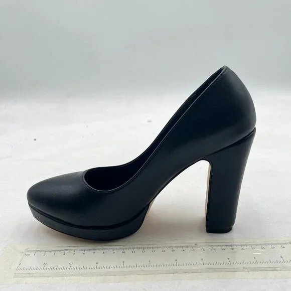 Miss Left Shoes Miss Left Black Low Platform Chunky High Heel